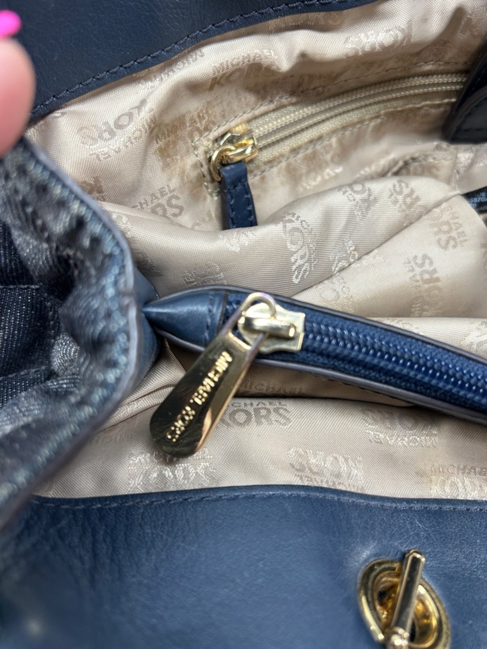 1955 Michael Kors dark denim Leather Tote with Gold Hardware 259041955 - Picture 11 of 16